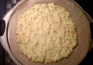 Shape your crust mixture on the pan.